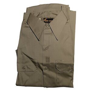 NOS SMALL 14.5 LS True Vtg 70s WASHINGTON DEE CEE UNION MADE Work KHAKI Shirt